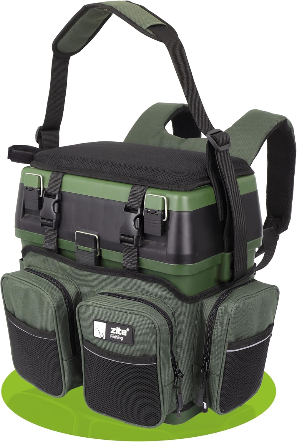 Zite Fishing Multi Angel-Koffer-Rucksack & Sitz-Kiepe in 1 - Inklusive 4 Tackle-Boxen für Angelzubeh