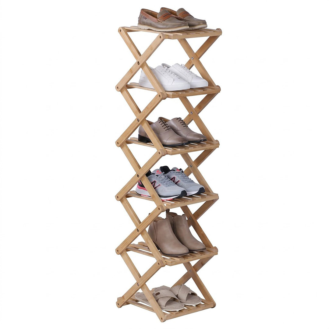 Relaxdays Schuhregal, 6 Schuhablagen, Klappregal für Flur &amp; Schlafzimmer, HBT 105 x 28 x 28 cm, falt