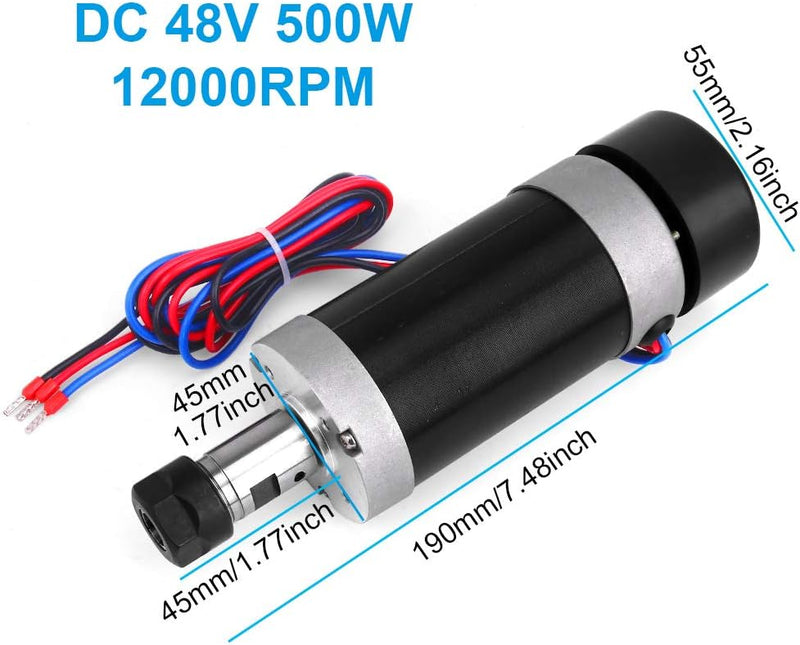 CNC-bürstenlose Spindel 500W, Yofuly ER16 Hochgeschwindigkeits-luftgekühlter bürstenloser Spindelmot