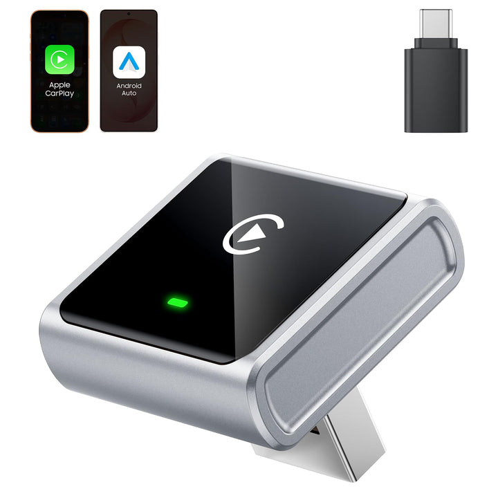 CarPlay Wireless Adapter 2026, verbessertes Aluminiumgehäuse für Apple CarPlay & Android Auto, wande