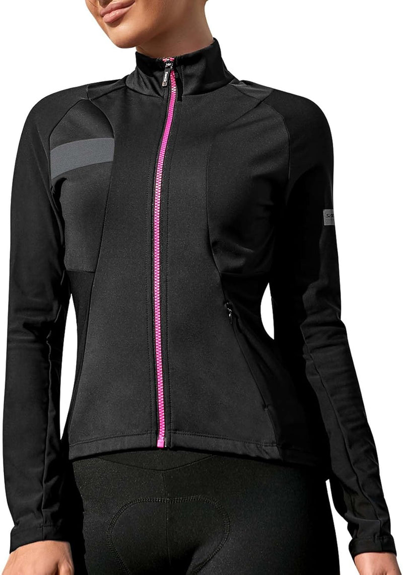 Santic Fahrradjacke Damen Winter Thermo Jacken Winddichte Laufjacke Leichte Atmungsaktiv Langarm Ref