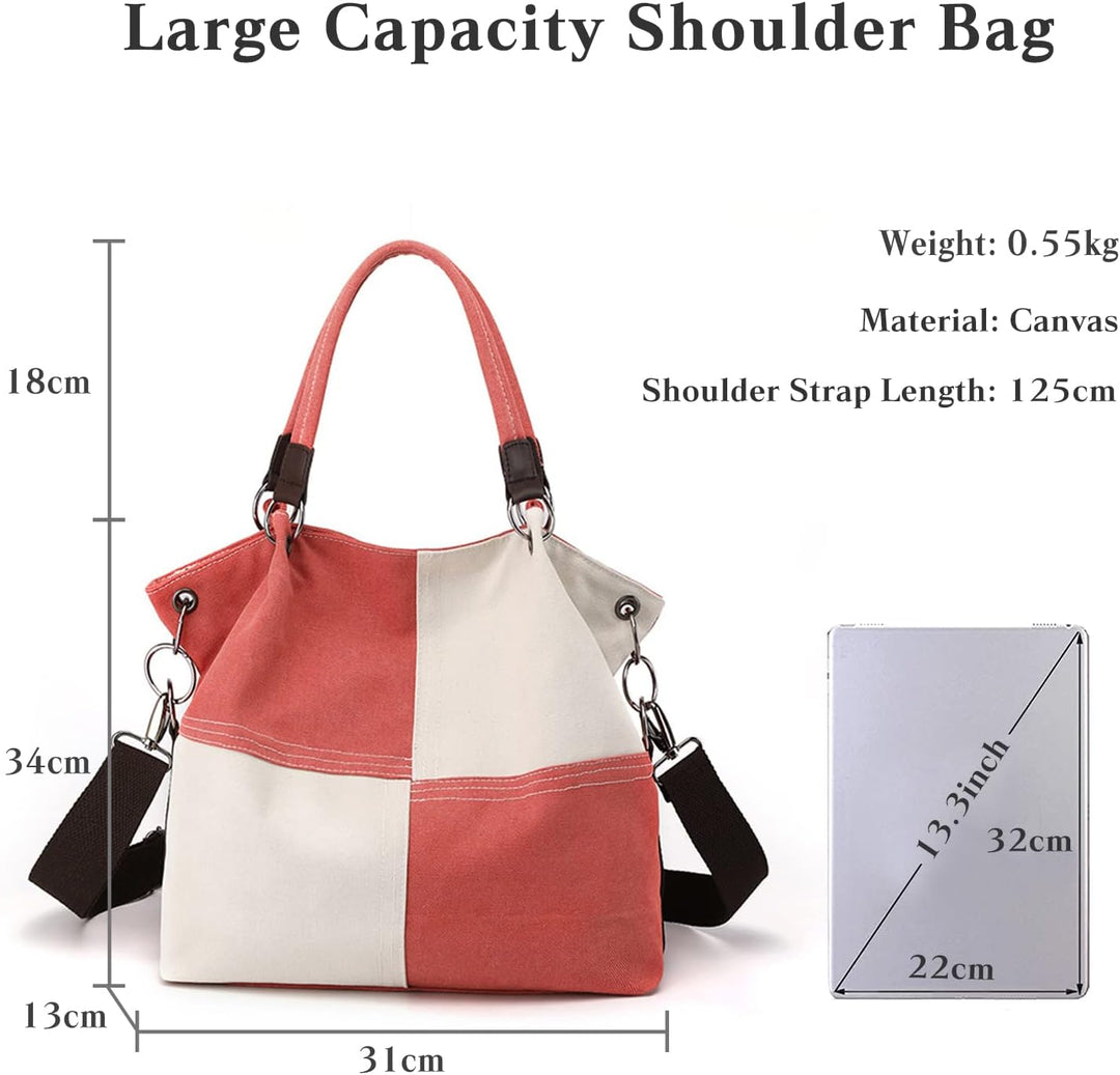 CORIOS Damen Schultertasche Canvas Handtasche Grosse Kapazität Umhängetasche Casual Tragetasche Mult