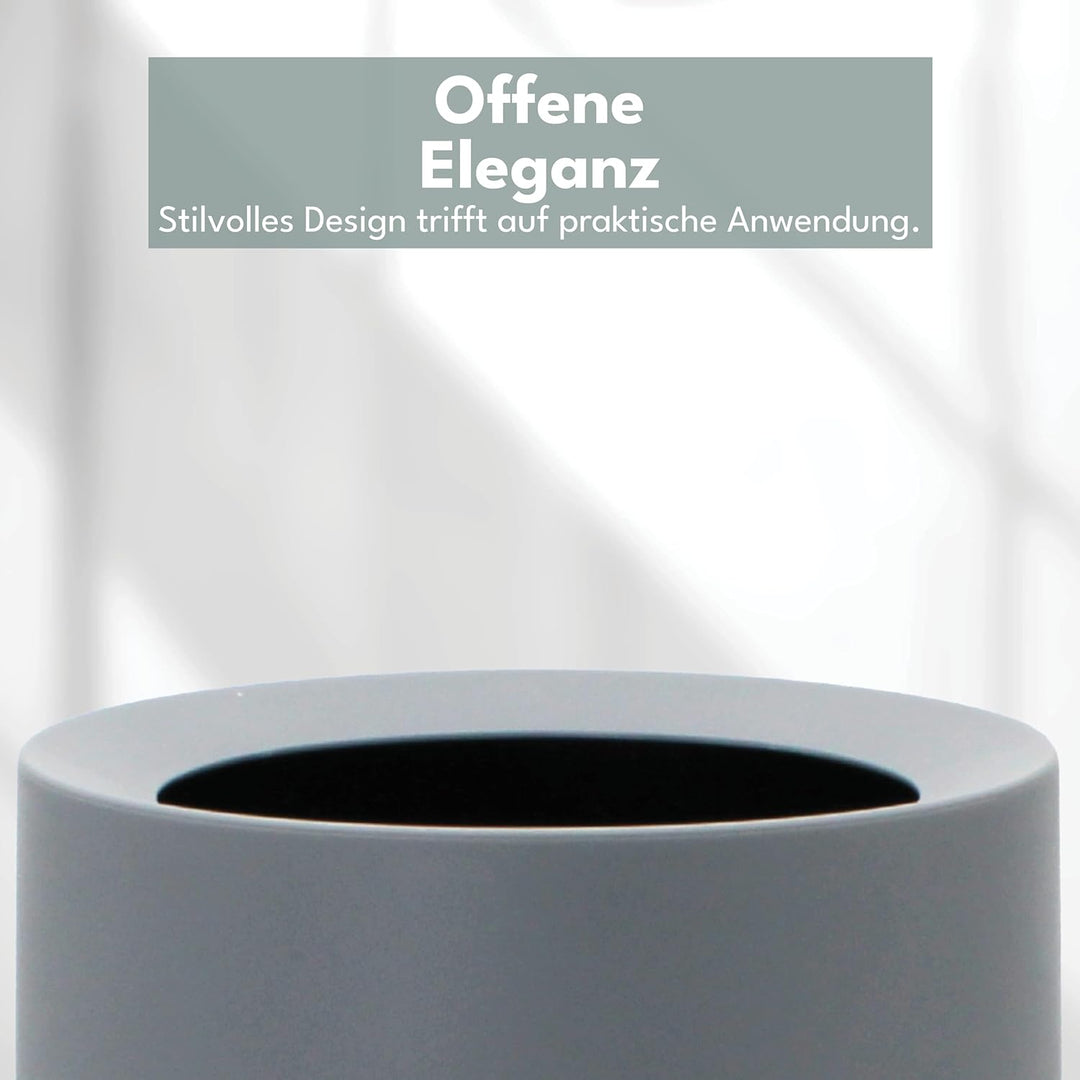 Papierkorb | 12L | Grau Matt | Ohne Deckel | Idealer Mülleimer fürs Büro & Schreibtisch | Tischmülle