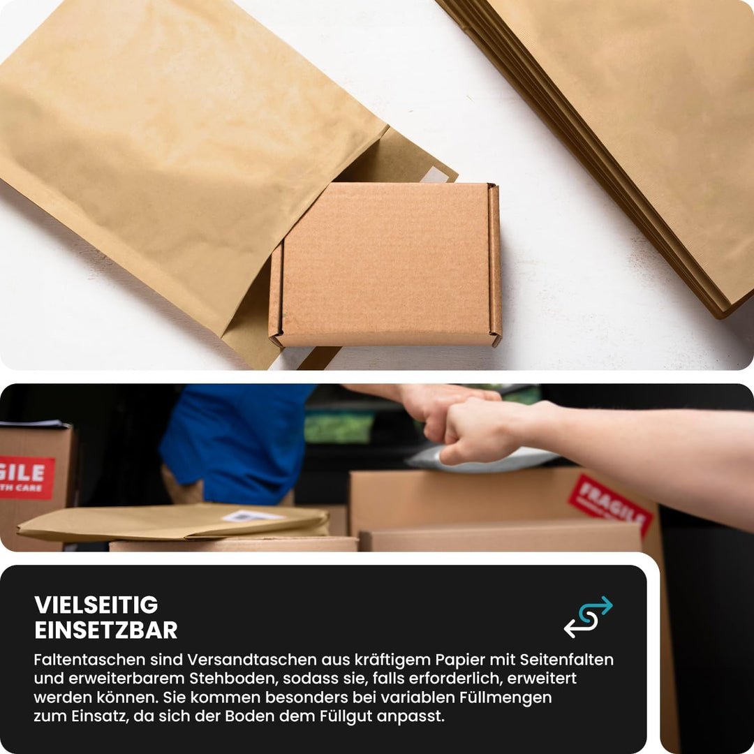 Netuno 50 x weisse Faltentaschen DIN B4 250× 353 mm 130g Kapazität-Versandtaschen ohne Fenster Falte