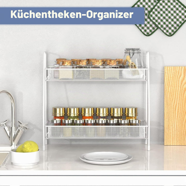 EKNITEY Badezimmer Organizer Aufbewahrung – 2 Tier Küchen Gewürzregal Bathroom Organizer for Vanity