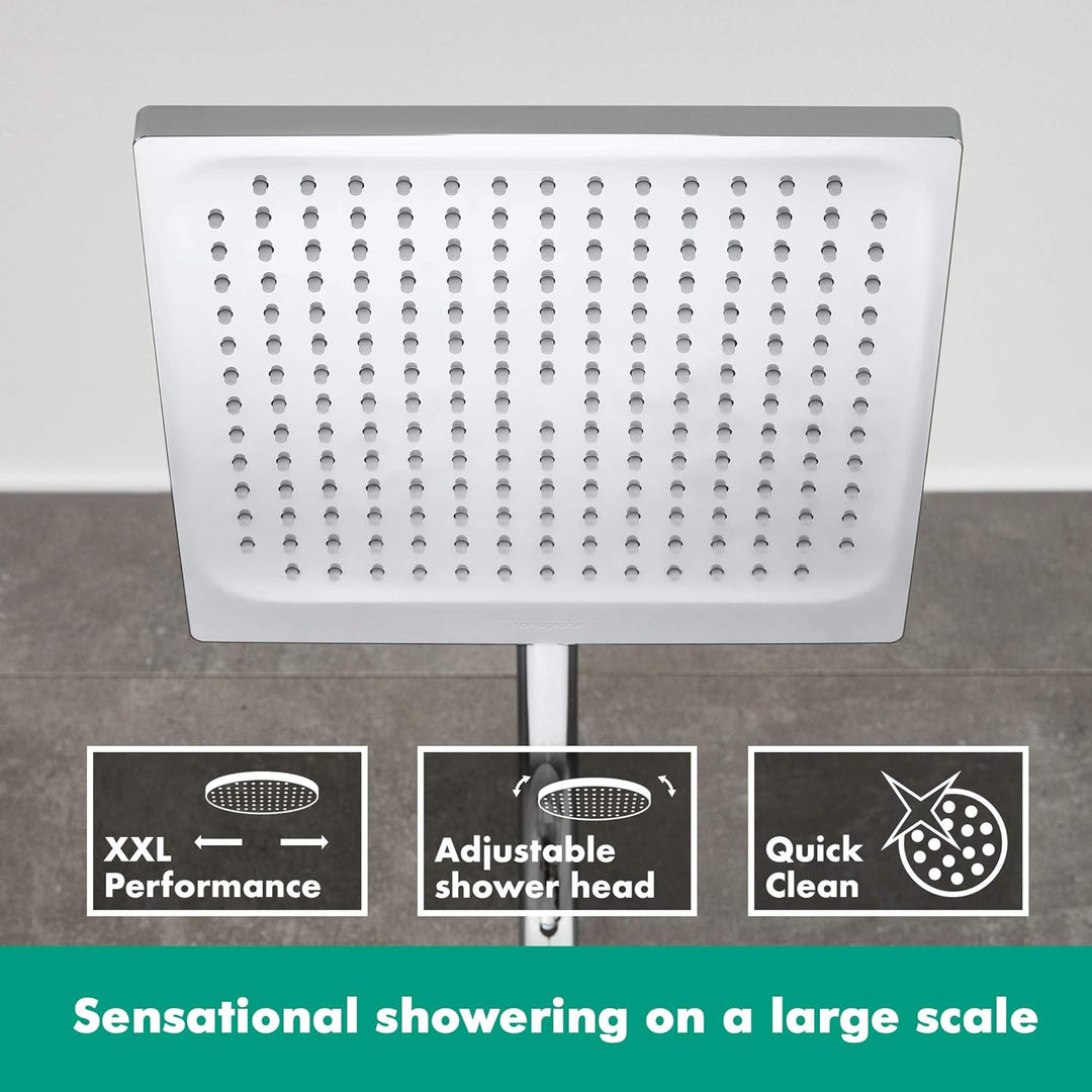 hansgrohe Crometta E - Duschsystem mit Thermostat, Regendusche (240 x 240 mm) mit Armatur, Handbraus