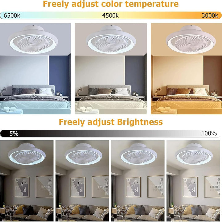 Deckenventilator mit Beleuchtung LED Licht, Dimmbar Invisible Fan Ventilatorlicht, 360° Drehbar, Tim