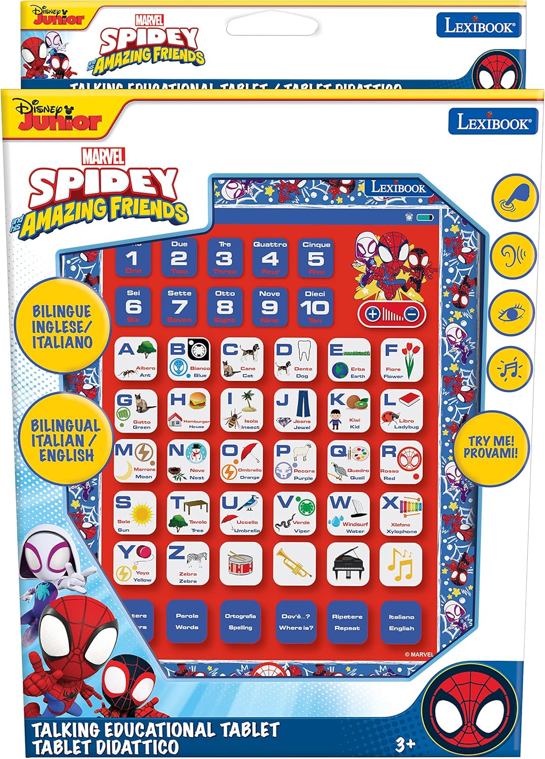 LEXIBOOK JCPAD002SPi5 Spidey and His Amazing Friends-pädagogisches zweisprachiges interaktives Table