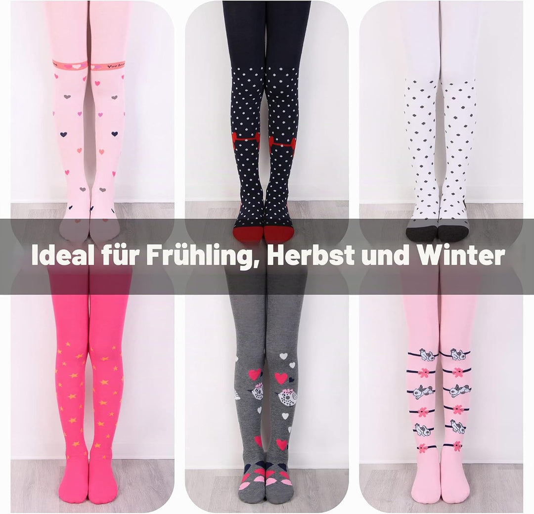 L&amp;K-II 6er Pack Kinder Strumpfhose Mädchen Strumpfhose für Mädchen mit Einhorn Mustern und Farben in