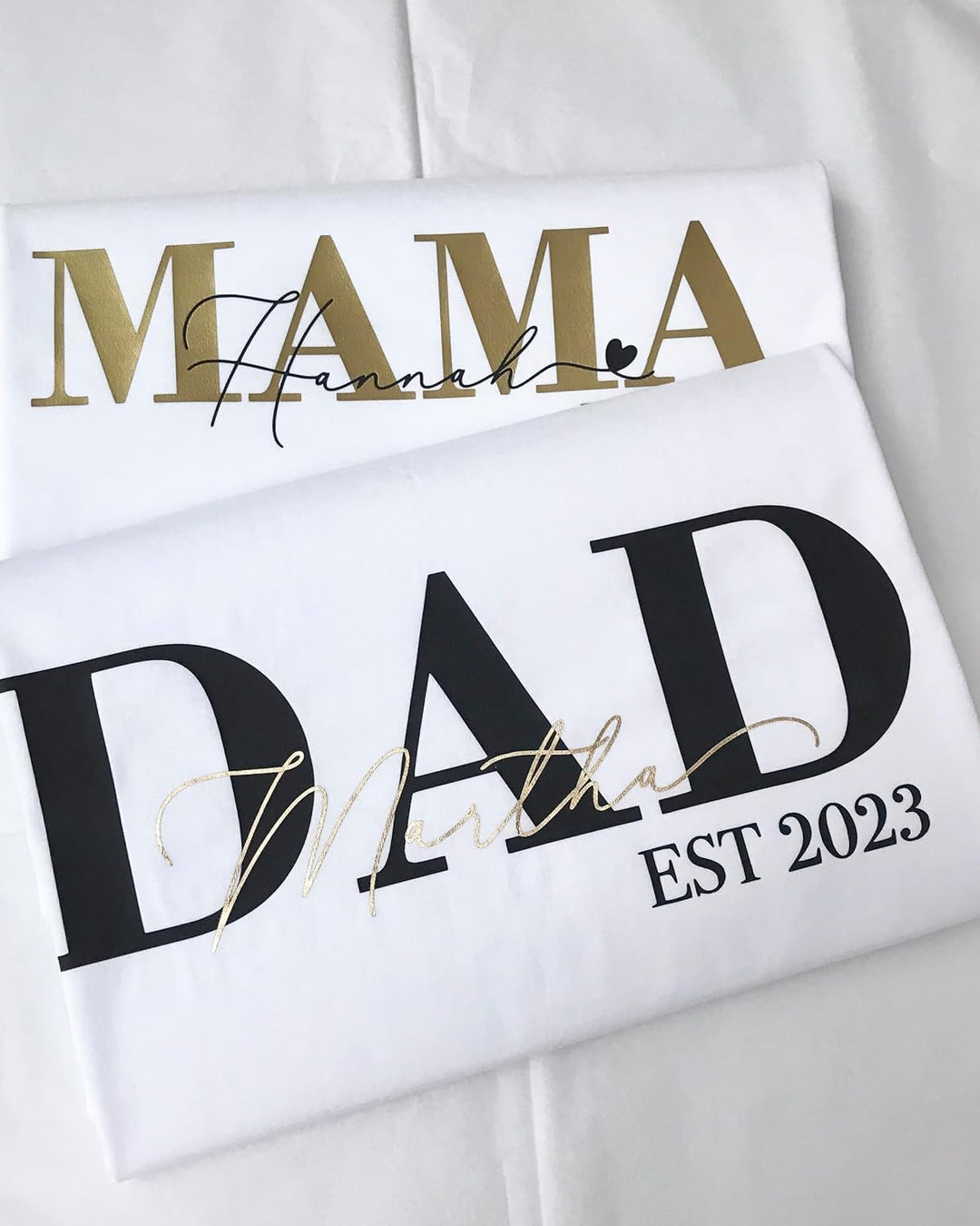 MAMAHUHU Personalisierte Bio T-Shirts Pullover für Familien Mama Papa Kinder Oma Opa, handbedruckt m