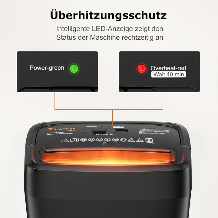 Bonsaii P4 Aktenvernichter, 8 Blatt, Schredder für Zuhause und Büro, C261-C | Kreuzschnitt 5x14mm, S