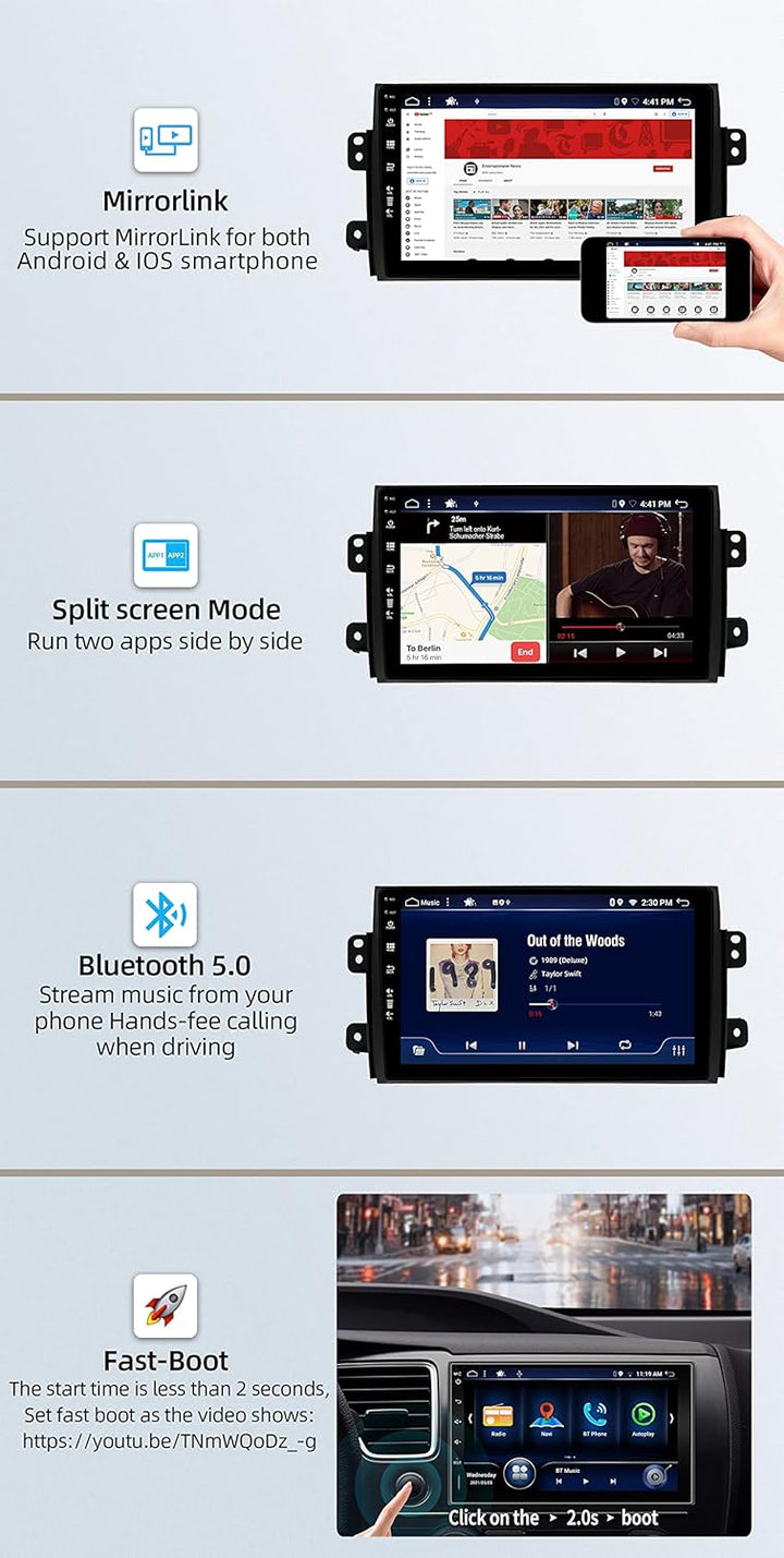 JOYX Android 12 IPS Autoradio Passt für Suzuki SX4 (2006-2013) - 4G+64G - Eingebaut DSP/Carplay/Andr
