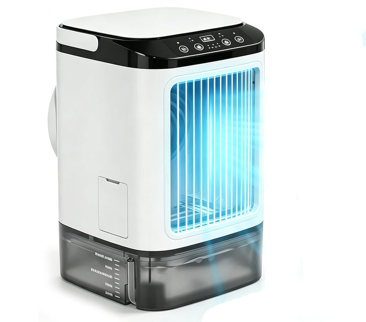 Mini klimaanlage, Mobile Klimaanlage mit 9 Geschwindigkeiten &amp; 8H Timer, 7 Farben Nachtlicht, 3-Loch