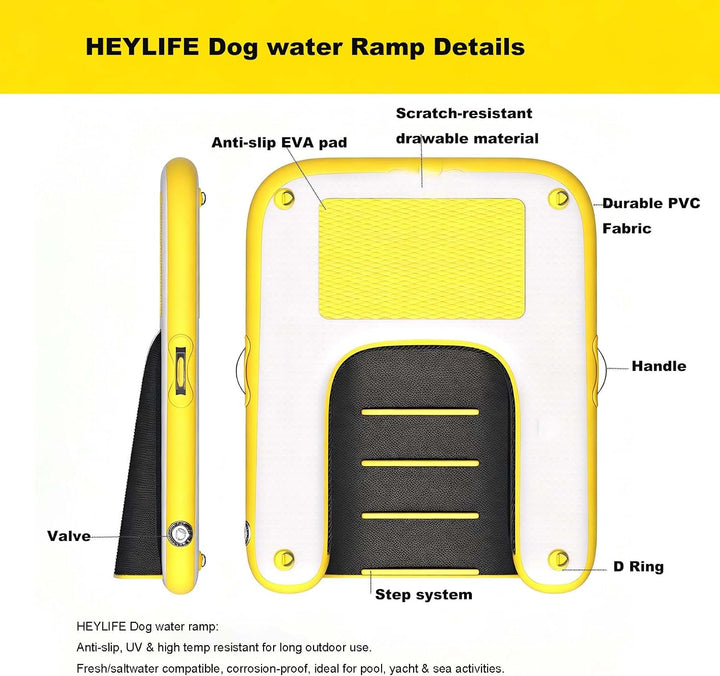 Hunderampe Aufblasbare Hunde Wasserrampe, Hundeboot Rampe Schwimmende Dock Leiter für Pool, Boot, Se