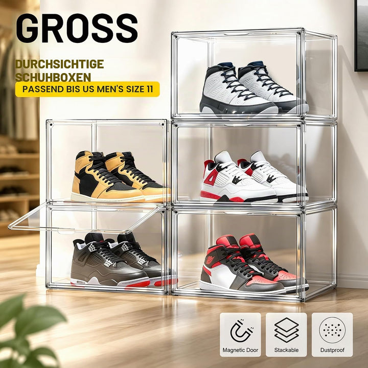 Schuhboxen Stapelbar Transparent Schuhaufbewahrungsbox Schuhkarton mit Deckel Schuh Organizer Schuha