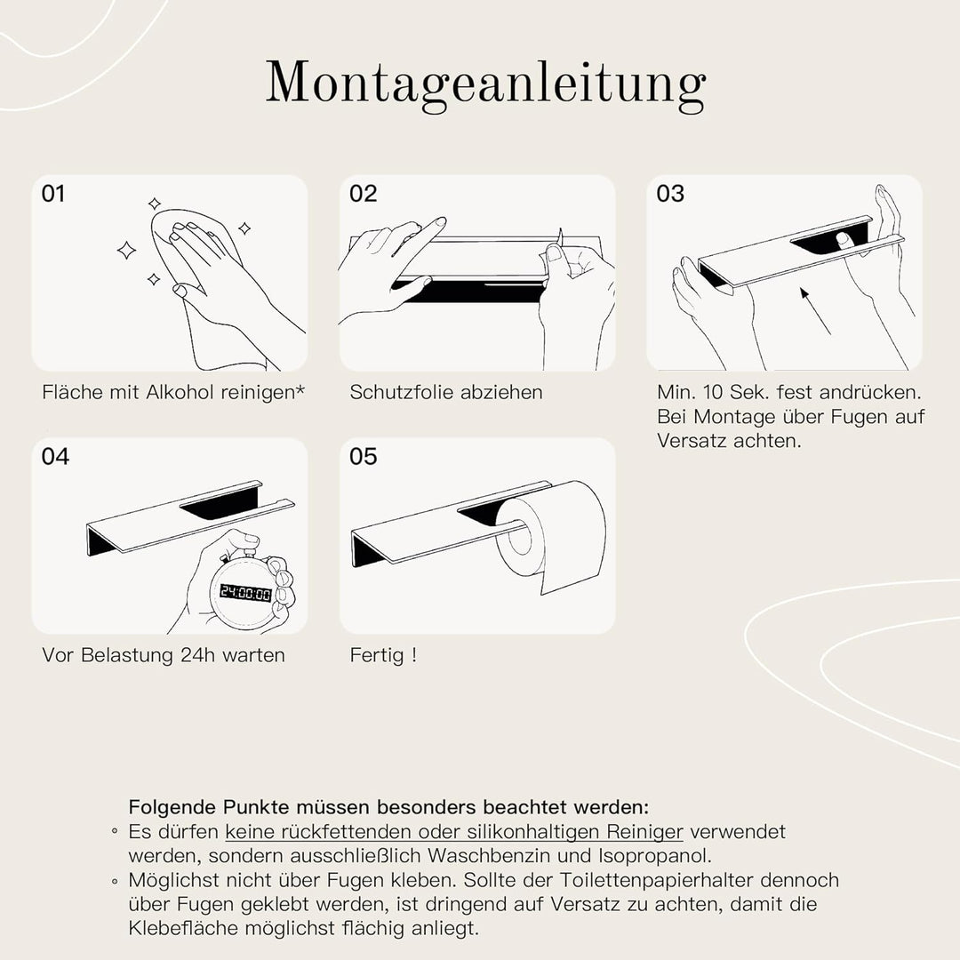 Designfabrik Hamburg Toilettenpapierhalter ohne Bohren | Klopapierhalter zum Kleben | Klorollenhalte