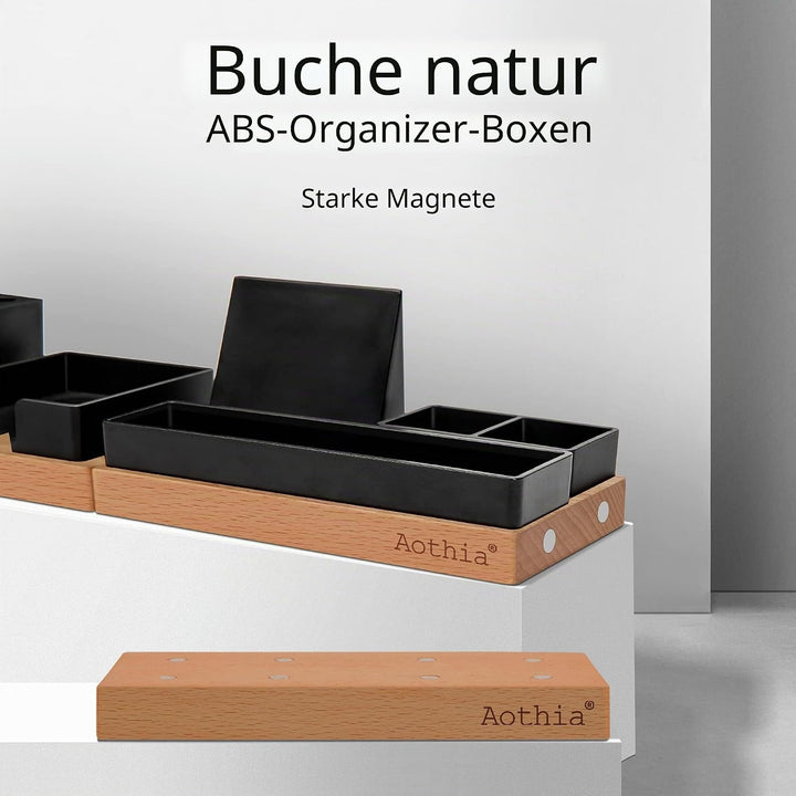 Aothia Schreibtisch Organizer Tischorganizer Holz-Büro Organizer-Verstellbarer Stifthalter, Telefons