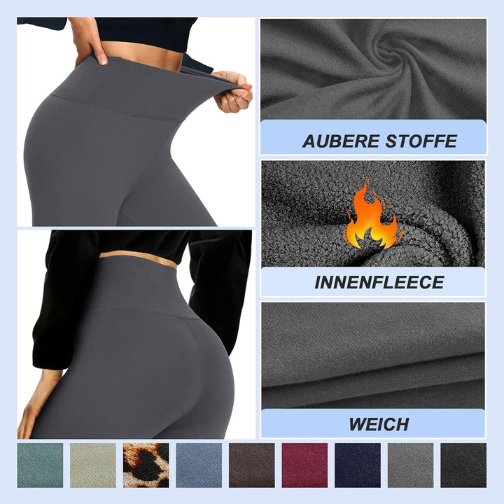 Thermo Leggings Damen Gefütterte Thermoleggins für Winter High Waist Blickdicht Strumpfhose Mit Flee