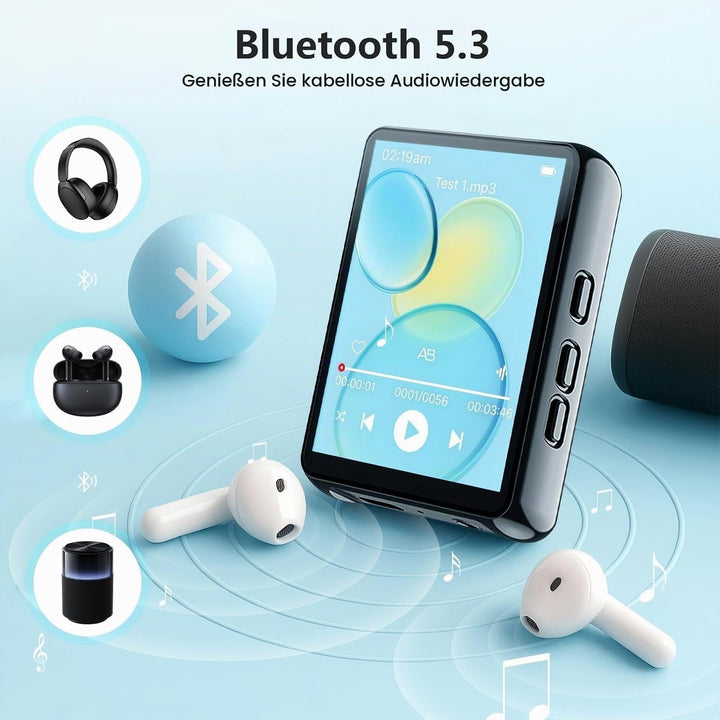 128GB MP3 Player mit Bluetooth -Tragbarer Musikplayer mit Lautsprecher, MP3 &amp; MP4 Player, 2.4" Full