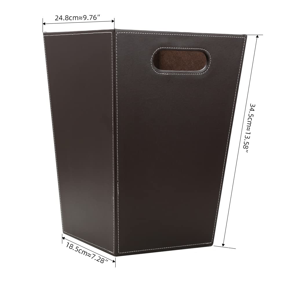KINGFOM™ Klassisch Leder Papierkorb für Büro/Badezimmer/küche/Schlafzimmer (Platz-Braun), Platz-Brau