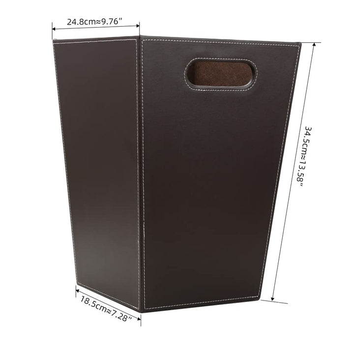 KINGFOM™ Klassisch Leder Papierkorb für Büro/Badezimmer/küche/Schlafzimmer (Platz-Braun), Platz-Brau