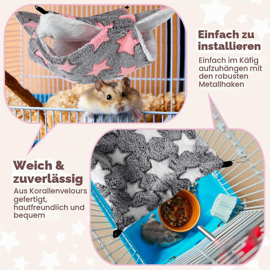 4 Stück Meerschweinchen Hängematten für Ratten Frettchen Hängematte für Kleintier Weich Warmes Fleec