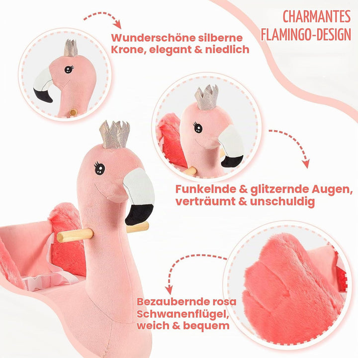 FUNLIO Flamingo Baby Schaukelpferd für Kleinkinder von 6 Monaten bis 3 Jahren, süsser und graziler r