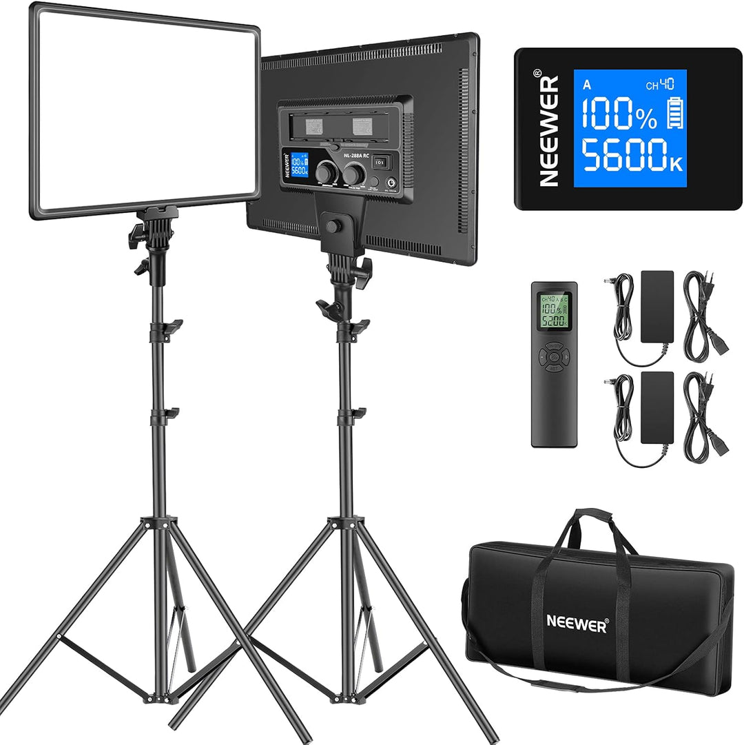NEEWER 18" LED Videolicht Panel Set, Streaming licht mit 2 STK 45W Dimmbar Zweifarbig, mit Fernbedie