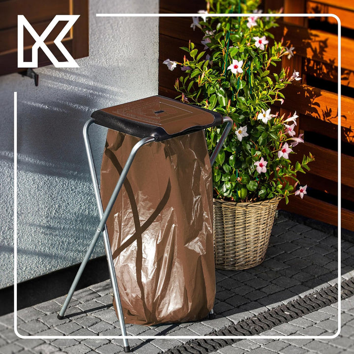 KADAX Ständer für Mülltrennung, Stabiler Müllsackhalter mit Kunststoffdeckel, Müllsackständer, Abfal