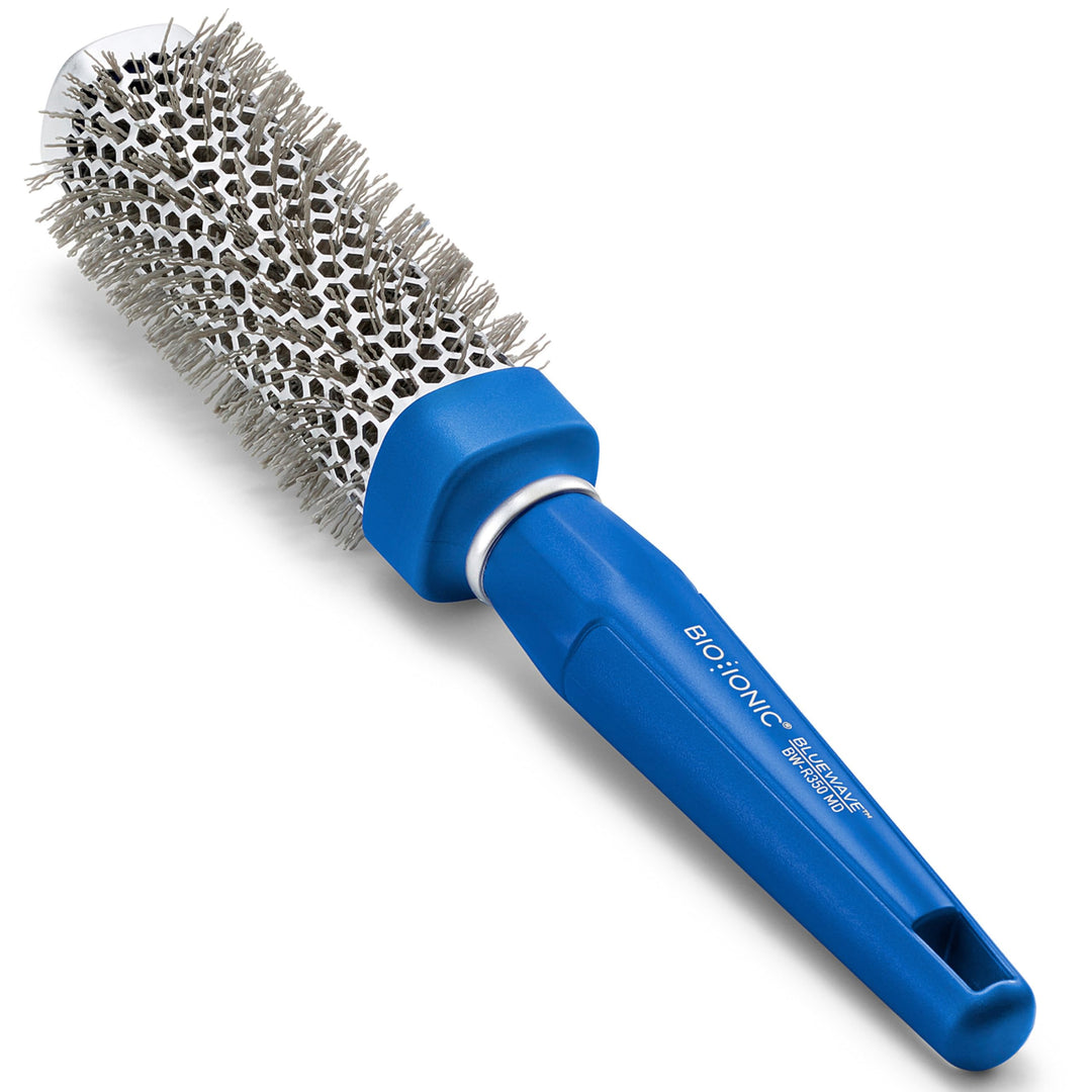 Bio Ionic BlueWave Round Brush Medium,NanoIonic Conditioning Brush,Crimped bristles for added tensio