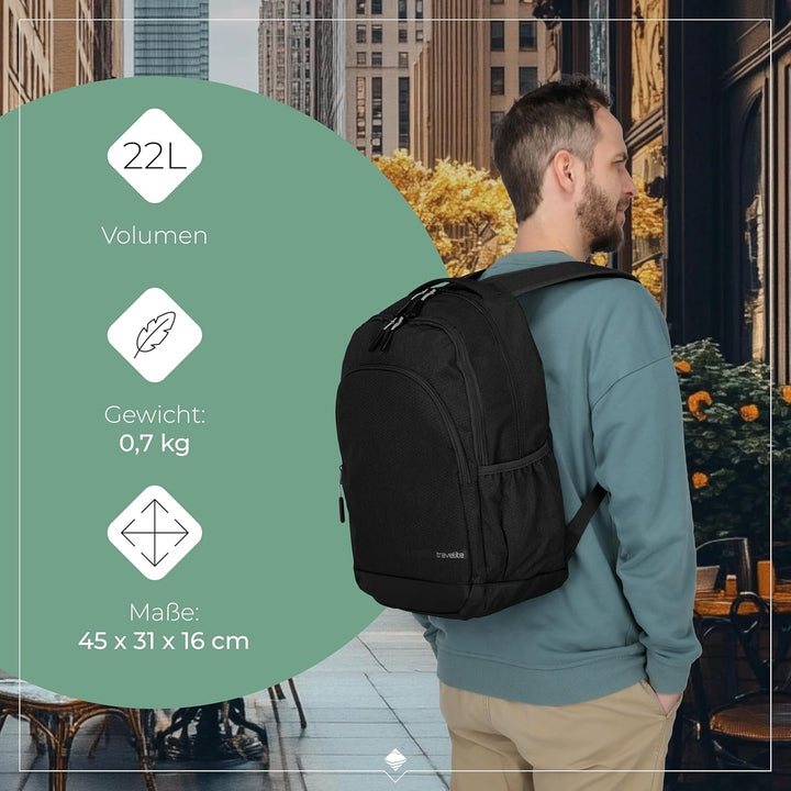 Travelite Handgepäck Rucksack mit gepoltertem Laptopfach, Laptop Rucksack 15,6 Zoll, KICK OFF, Tages