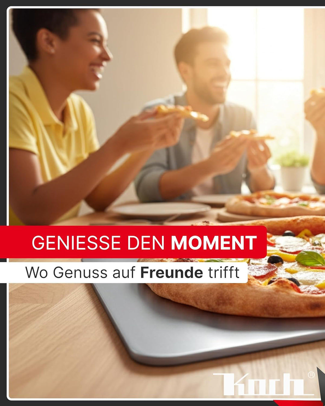 Koch Backstahl - 40 x 30 cm - Massiver Pizzastahl aus 5mm Qualitätsstahl - Für Backofen & Grill - Sc