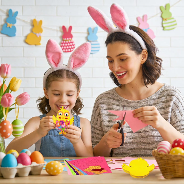 PIujsym 12 Stück Bastelset Ostern Kinder Filz Küken - Oster Bastelset DIY Anhänger zum Aufhängen & D