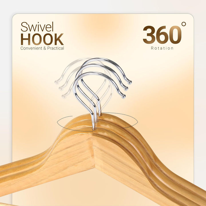 Utopia Home Premium Kleiderbügel Holz 20 Stück, Holzbügel mit 360 Grad Drehbarem Haken, Rutschfester