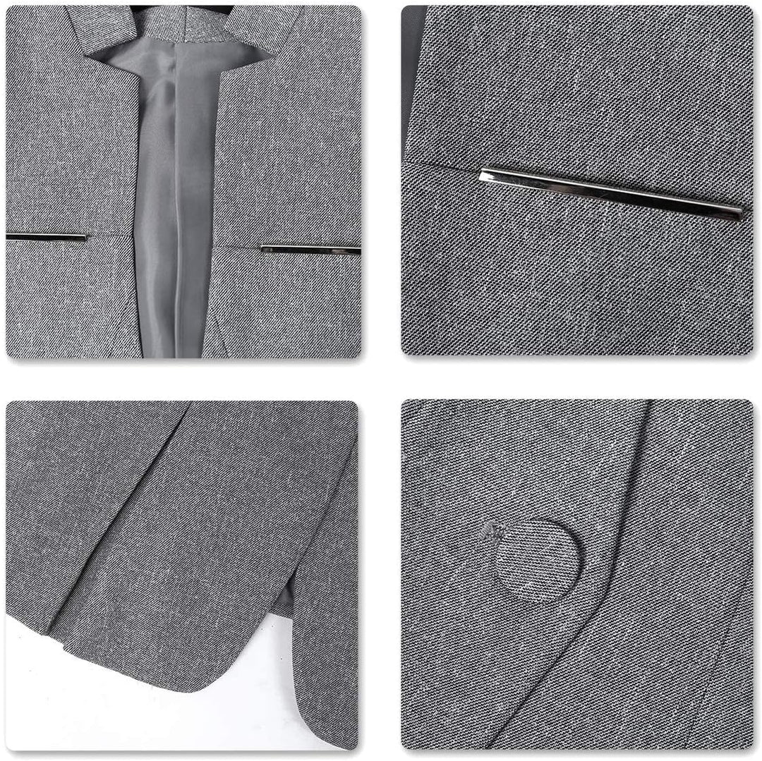 YYNUDA Damen Slim Fit Blazer Sommer Elegant Anzugjacke mit EIN Knopf Kurz für Office Business, XS He