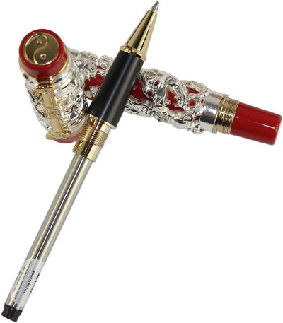 Gullor Sammler Luxus Rollerball Stift Drache und Phoenix rot und Silber Stift