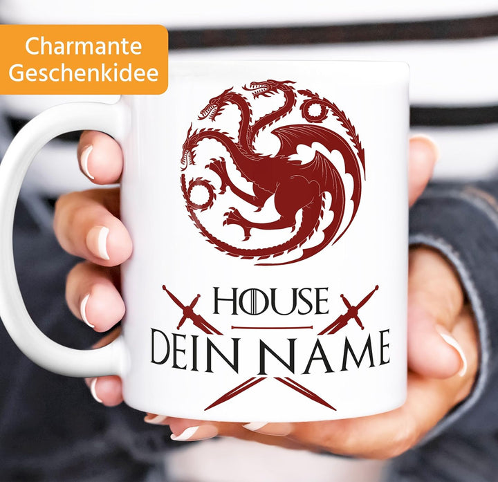 MoonWorks® Kaffee-Tasse personalisierbar Adelshäuser Wappen Aufschrift eigener Name Geschenk Fan Fan