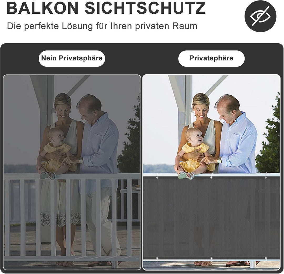 HENG FENG Balkon Sichtschutz 1x4m，HDPE Balkonverkleidung wetterfest, UV-Schutz, Atmungsaktiv,mit Kab