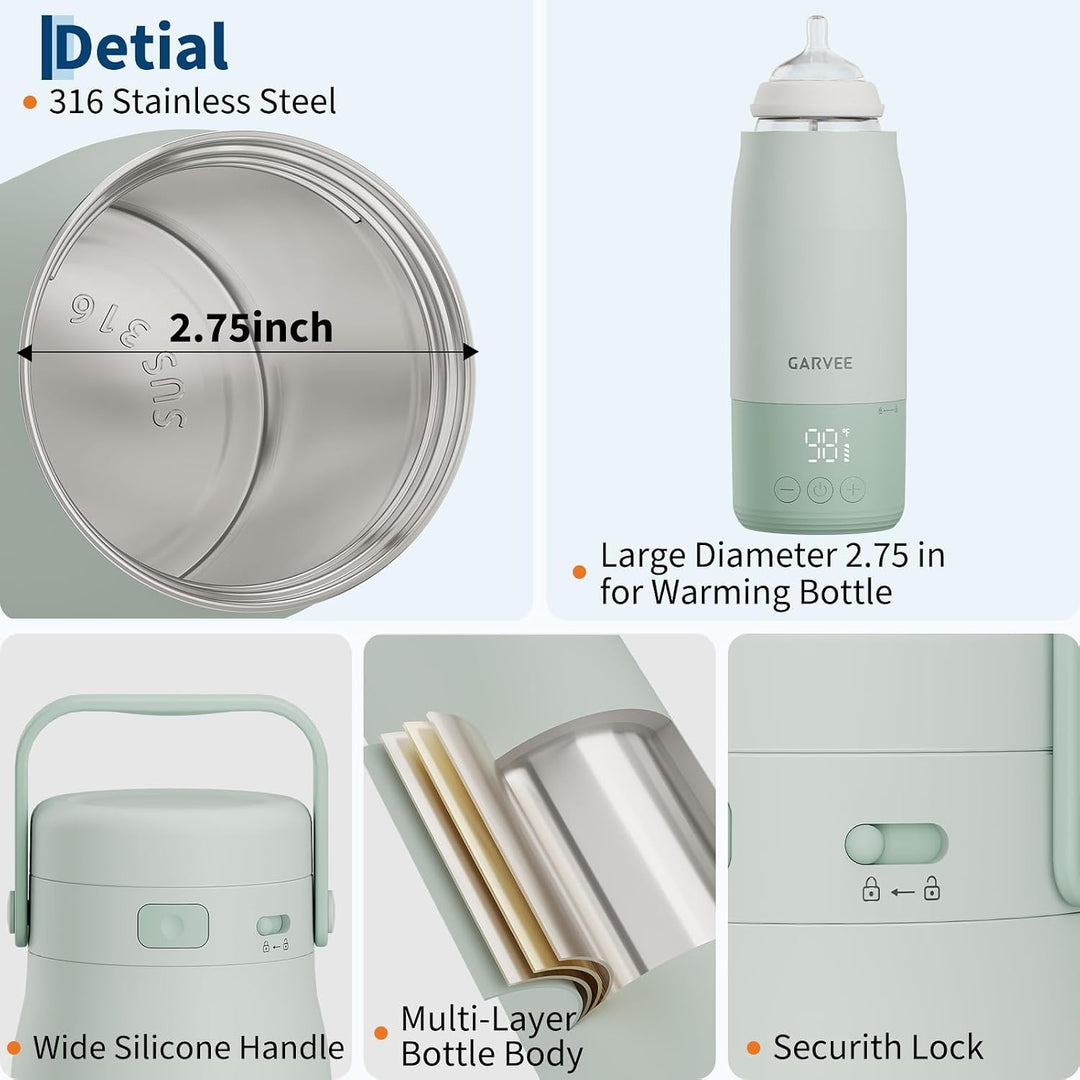 Baby Flaschenwärmer Unterwegs, Mobiler Milcherwärmer Mit Akku, 500ml, LED-Anzeige, 1°c Präzise Kontr