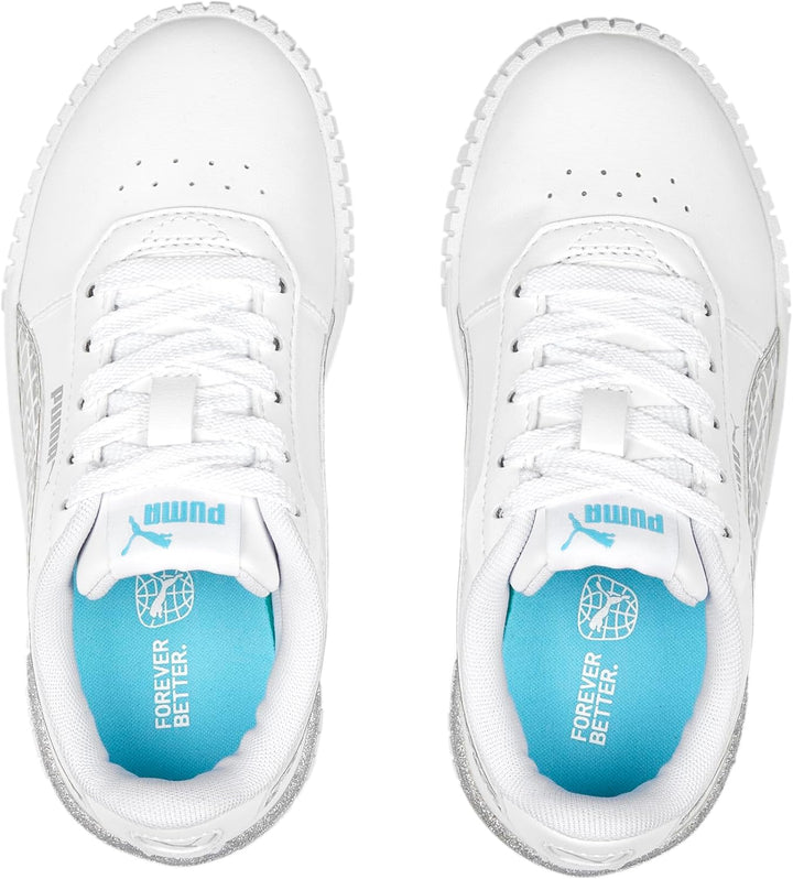 Puma Industries Mädchen Carina 2.0 Mermaid Ps Sneaker 30 EU Puma White Hero Blue Puma Silver, 30 EU