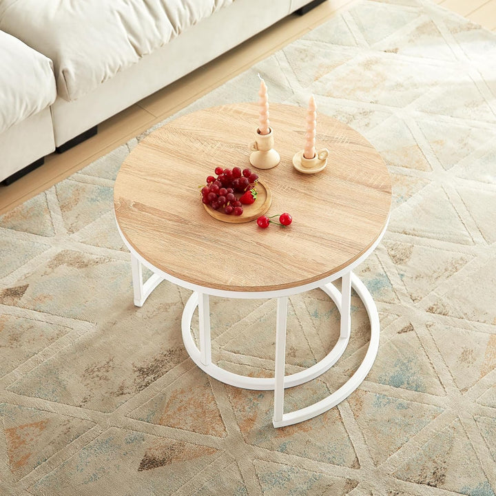 buybyroom 2er-Set verschachtelbare Couchtische im skandinavischen Stil - Runde Wohnzimmertische - 60