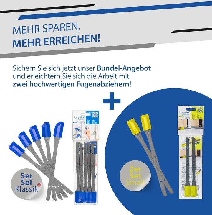 KLASSIK (PLUS) FUGENFUX® 5er Set – Fugenglätter | Fugenabzieher mit Revolutionärer Zauber-Spitze für