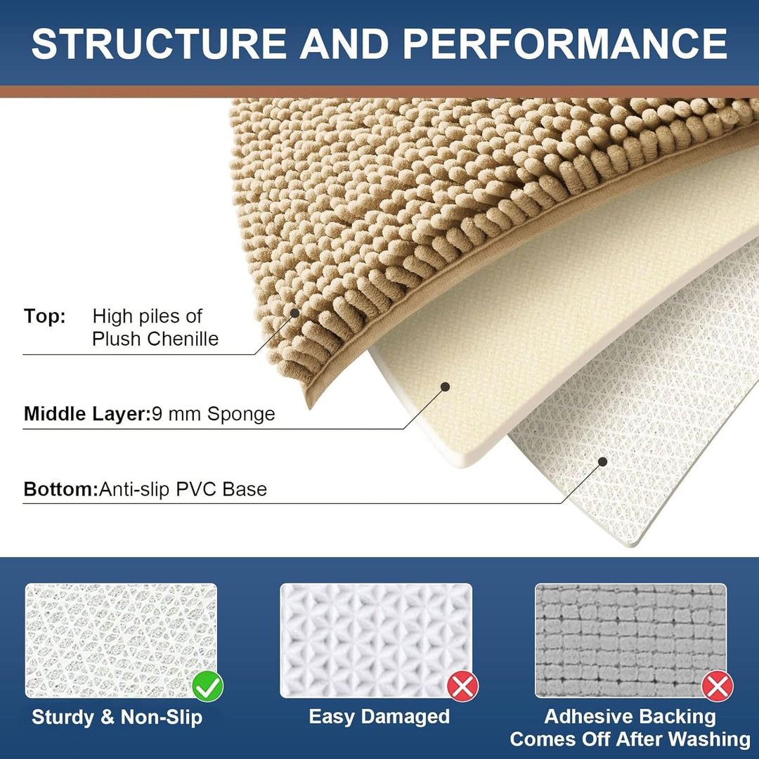 Homaxy rutschfeste Badematte Chenille Badezimmerteppich Mikrofaser Badteppich Saugfähige Hochflor Ba