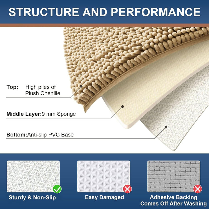 Homaxy rutschfeste Badematte Chenille Badezimmerteppich Mikrofaser Badteppich Saugfähige Hochflor Ba