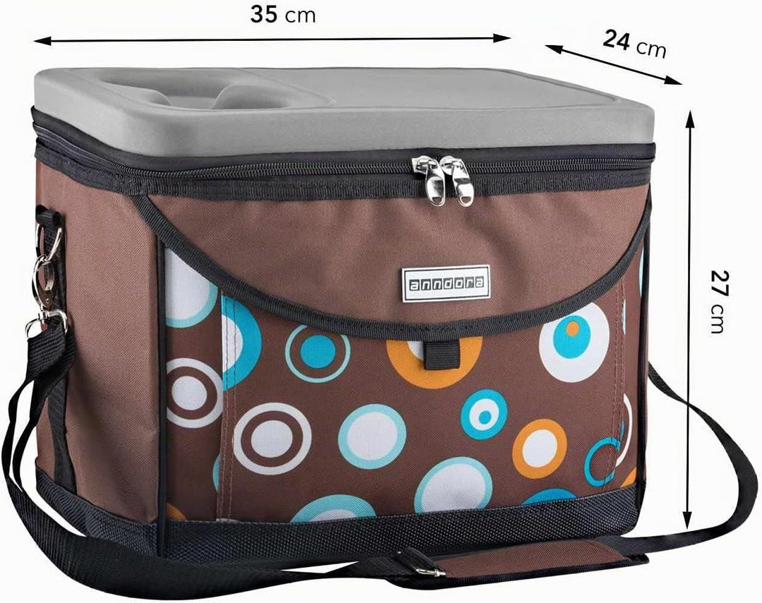 anndora Kühltasche 22 L Picknick Kühlbox 35 x 24 x 27 cm - Farbauswahl Braun, Braun