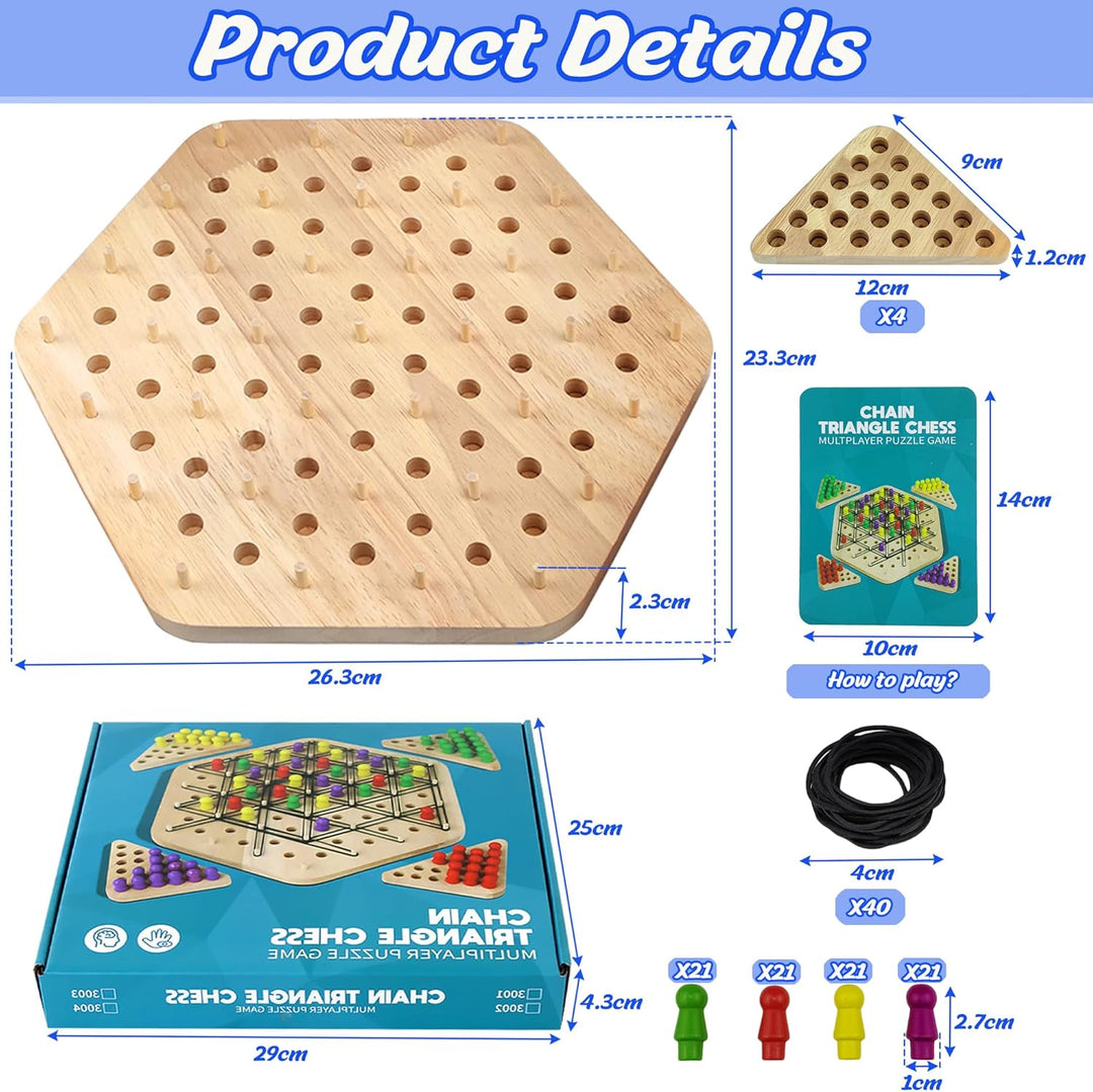 Triangle Chess Game, Dreiecksschachbrett-Strategie-Brettspiel, Lustiges Gummiband Spiel, Klassische