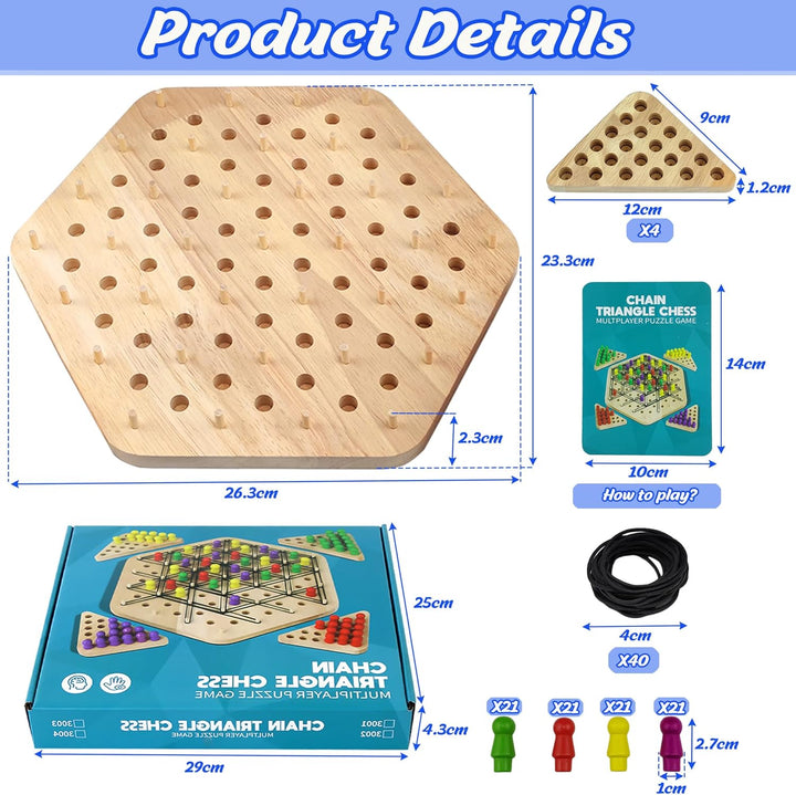 Triangle Chess Game, Dreiecksschachbrett-Strategie-Brettspiel, Lustiges Gummiband Spiel, Klassische
