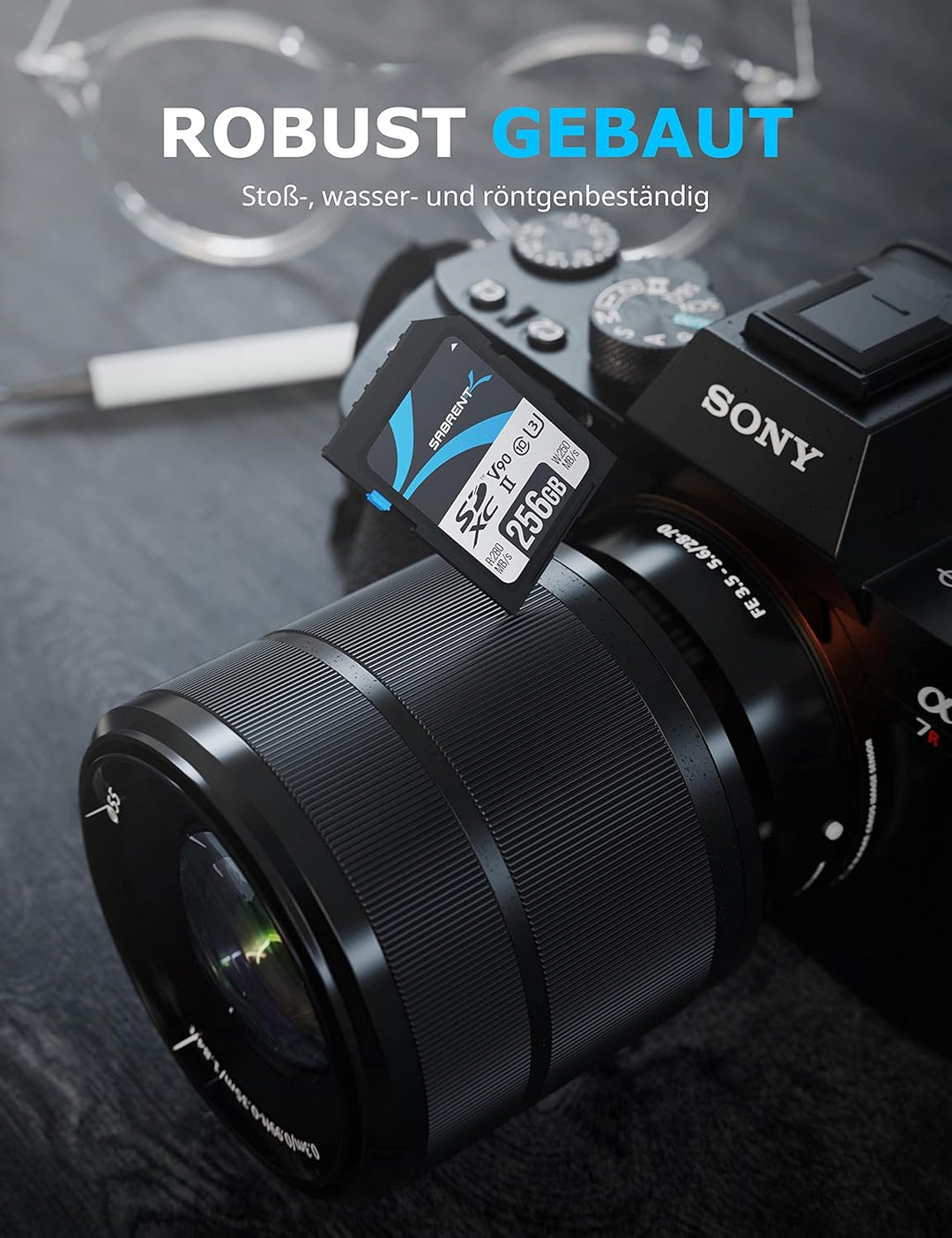 SABRENT SD Karte 512GB V90, SDXC Card UHS II, SD Speicherkarte Class 10, U3, R280MB/s W250MB/s Full