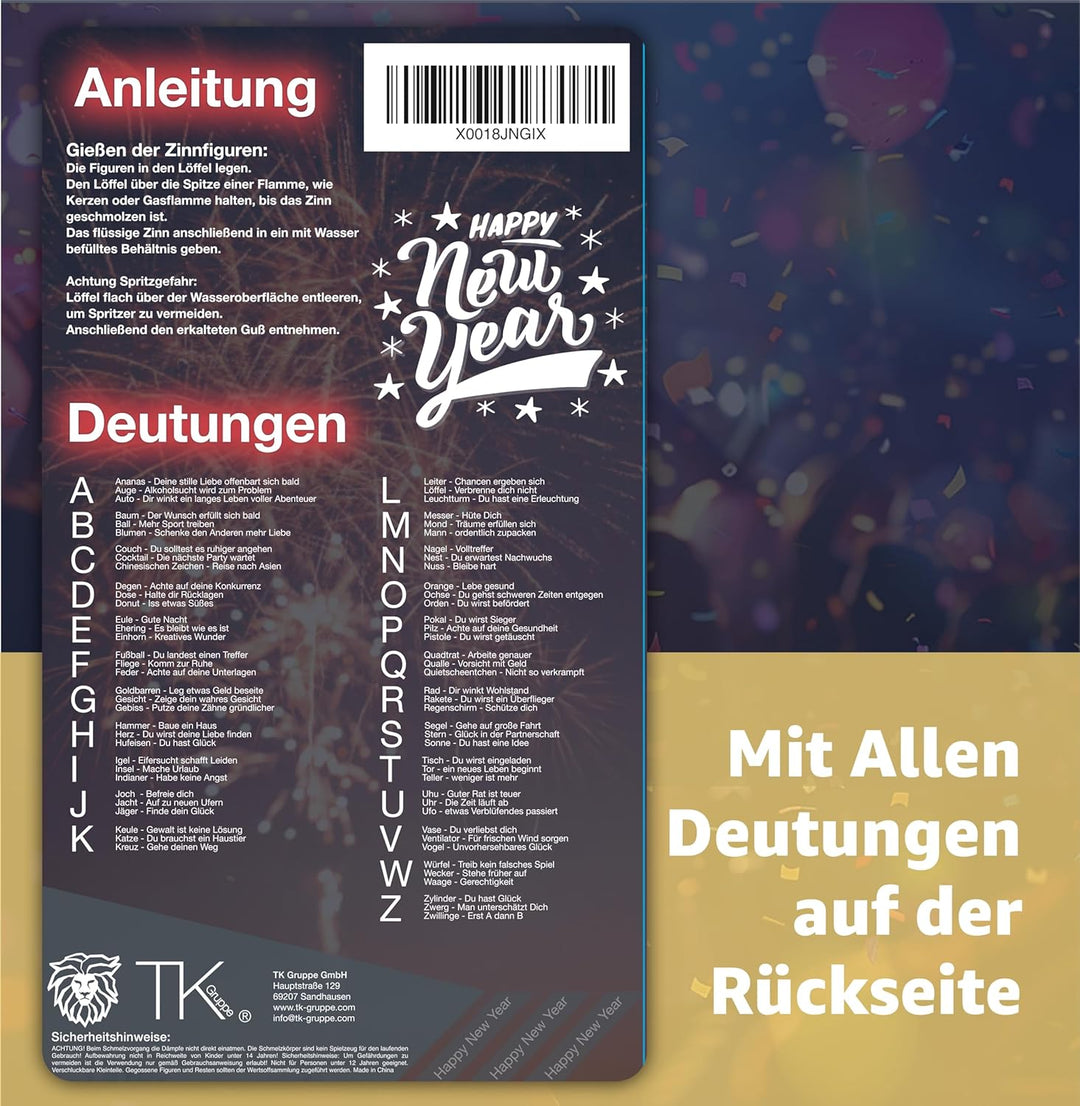 3x 7er Zinngiessen Happysparks® mit Zinn Giessen wie Bleigiessen Bleigiessen mit & Löffel & Orakelhe
