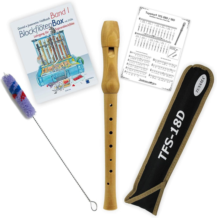Blockflötenbox Band 1 + Tuyama® Blockflöte Starterset TFS-18D deutsches Griffweise aus Holz Acanthus